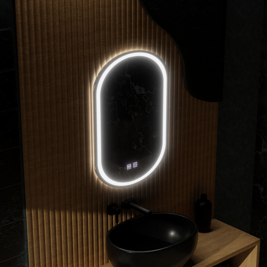 Oválné LED zrcadlo, 50x100cm, Velara Touch, Demister System, Stmívatelné