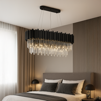 Crystal Chandier Blois Eleganza 8XE27, průměr 49 cm, černá, nastavitelná výška