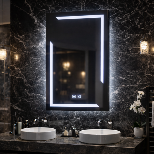 Obdélníkové LED zrcadlo, 45x60cm, ECLISSA Touch, Demister System, Stmívatelné, Studené světlo 6000K Zrcadla Korman E Výchozí název Alessandro Design