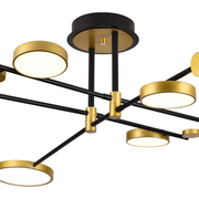 LED lustr s dálkovým ovládáním MARIA, 6 prvků, 31W, teplé/studené/neutrální světlo 3000K/4000K/6000K, stmívatelné, zlatá a černá, kov