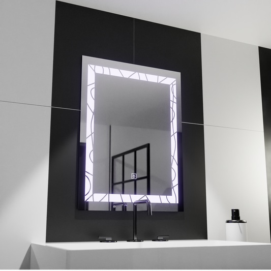 Zrcadlo LED obdélníkový 60x80 cm deco rám Základní dotek