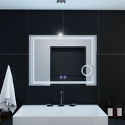 Obdélníkové LED zrcadlo, 80x60cm, studené světlo, CANTO Touch, Demister System, Stmívatelné