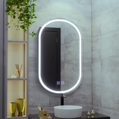 LED oválné zrcadlo 50X80cm, Velara Touch, Demister System, Stmívatelné, Studené světlo 6000K