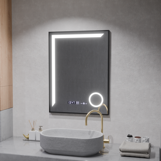 LED zrcadlové senzor pohybu Francesca 80x60 cm Studené světlo/studená/neutra Dimable System Debrosting Clock Marcello Funghhi Collection
