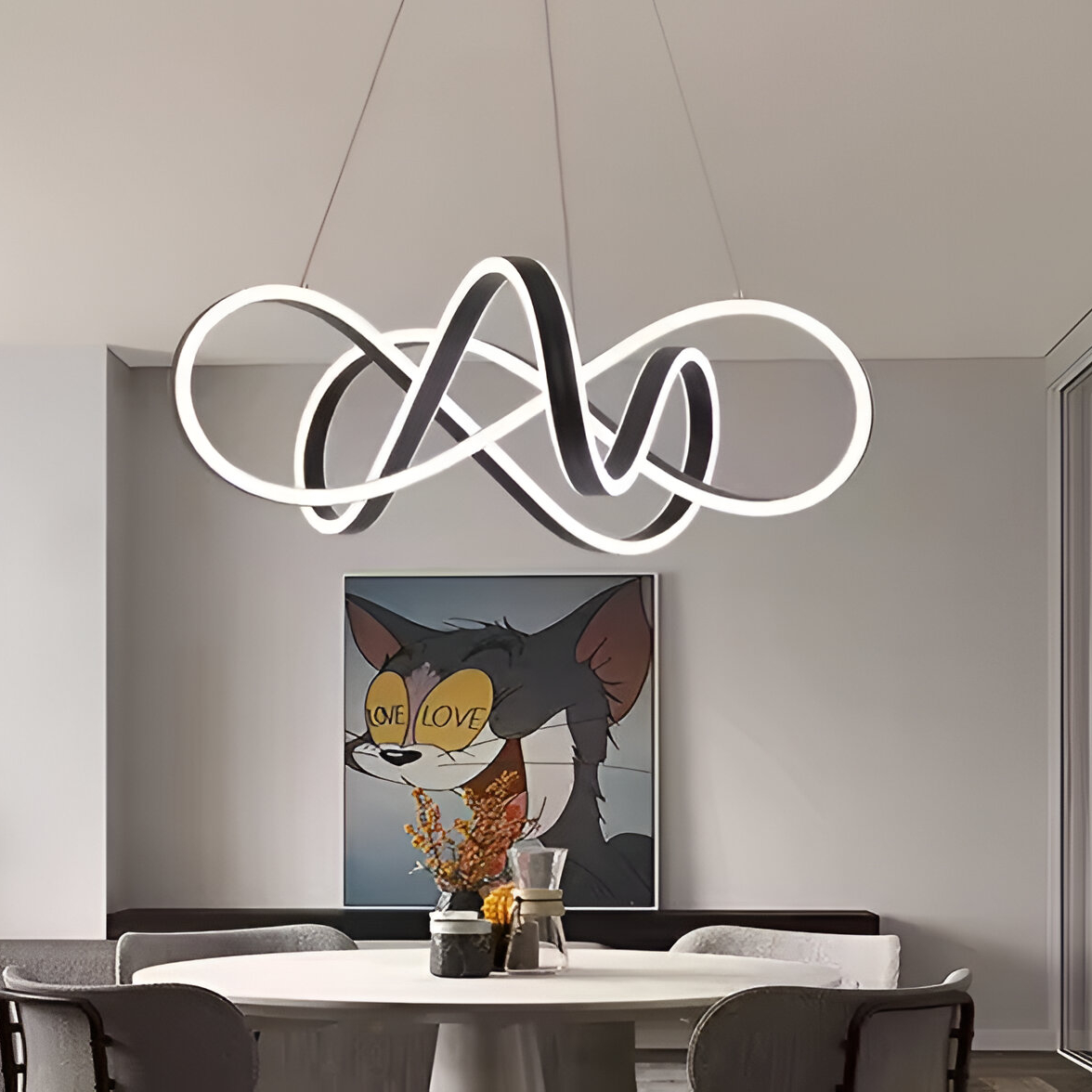 LED CHANDIER SUSPEDENDED s dálkovým dálkovým ovladačem Halo, 138W, nastavitelná výška, studená/horká/neutrální světlo, nestabilní, černé