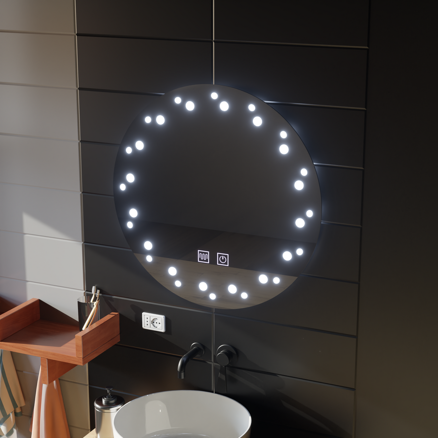 LED Touch Ivory Mirror Dezoring System 70x70cm
