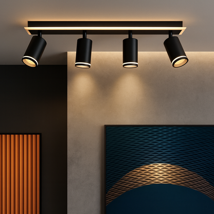 LED lustr Ellen 46W Studené/Teplé/Neutrální světlo Nastavitelný projektor Akryl a černý kov