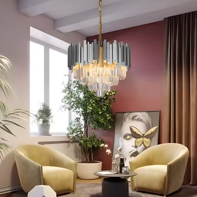 Crystal Chandier Blois Eleganza 8XE14, průměr 49 cm, stříbro, nastavitelná výška