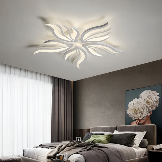 LED CHANDIER s dálkovým ovládáním Sakura, 60W, 5 okvětních lístků, studené/horké/neutrální světlo, nestabilní, bílé