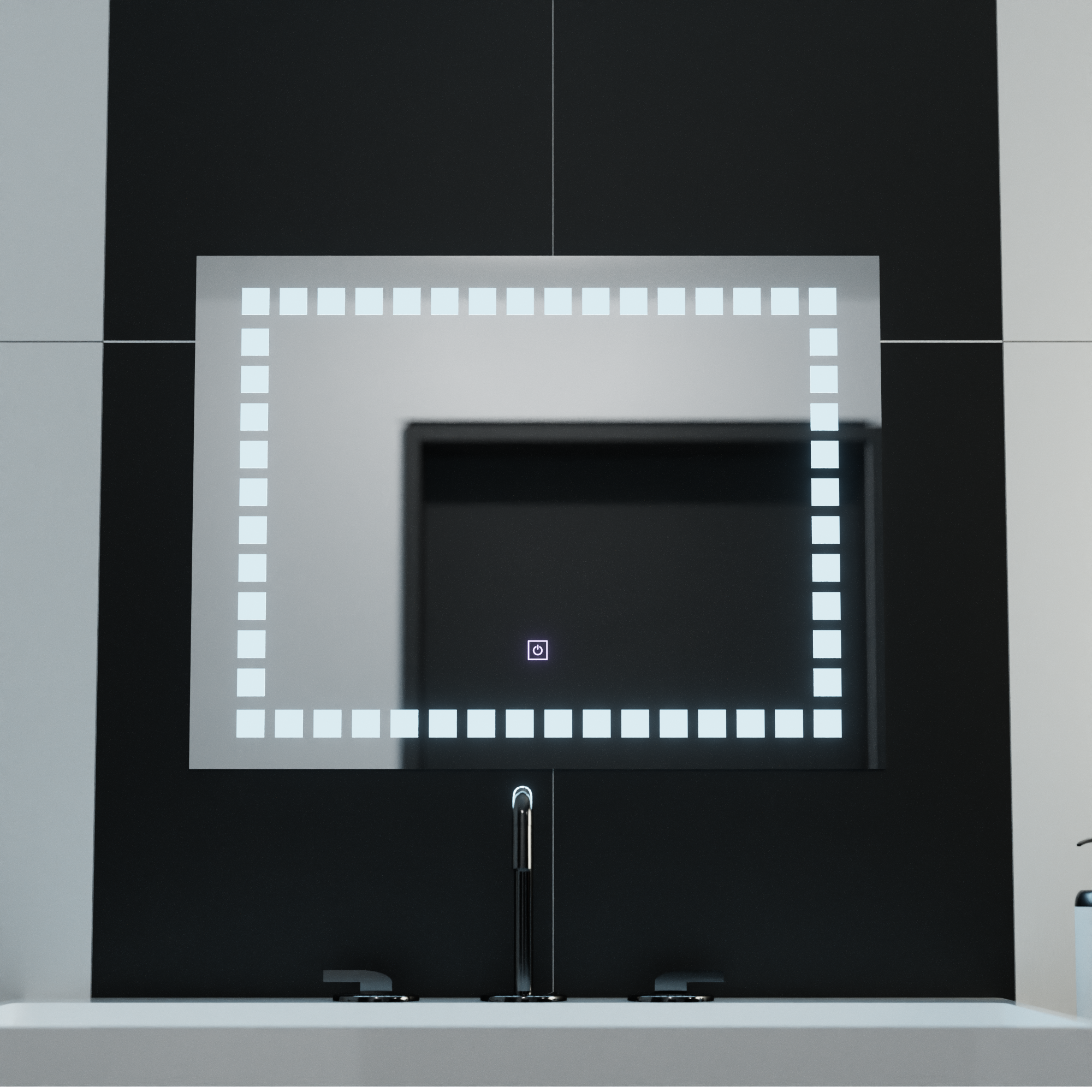 Zrcadlo LED obdélníkový 80x60cm mřížka světla Základní dotek