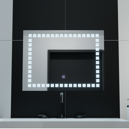 Zrcadlo LED obdélníkový 80x60cm mřížka světla Základní dotek