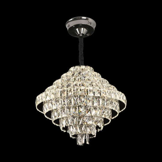 Křišťálový opálový lustr s dálkovým ovládáním, 110W, Průměr 35 cm, 3000K/4000/6000K, Lesklý chrom, Nastavitelná výška Křišťálové lustry Výchozí název Alessandro Design