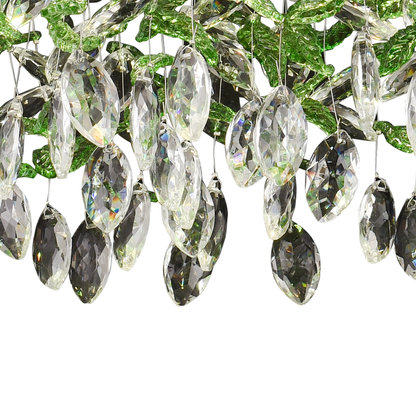 Křišťálový LED lustr LLC211/400GN kulatý, 22W, studené/teplé/neutrální světlo, zelené krystaly, lesklý chrom