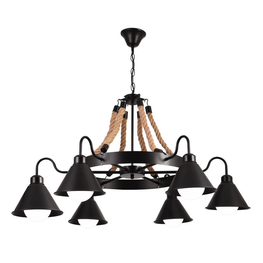 Vintage lustr s pedro lanem, 4 x E27 uzavřené dřevo