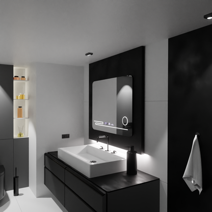 Obdélníkové LED Mirror 80x60cm Fortaleza Motionglow Marcello Dezolovací systém teploměru a kosmetický vlk