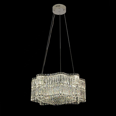 Křišťálový LED lustr s dálkovým ovládáním Regalis CC576/1000CH, 60W, teplé/studené/neutrální světlo 3000K/4000K/6000K, nastavitelná výška, stmívatelné světlo, kov a krystal