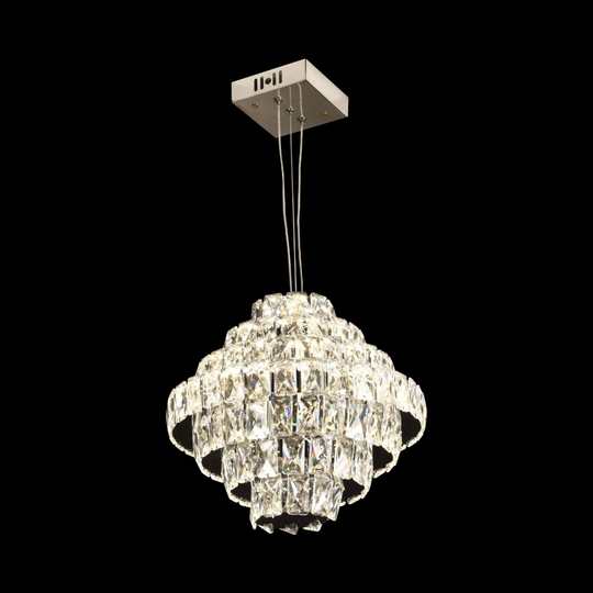 Opálový křišťálový lustr s dálkovým ovládáním, 60W, průměr 35 cm, 3000K/4000/6000K, lesklý chrom, nastavitelná výška Křišťálové lustry Výchozí název Alessandro Design