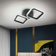 LED lustr PULSARIS 22W, 2 čtverce, studené/teplé/neutrální světlo, černá