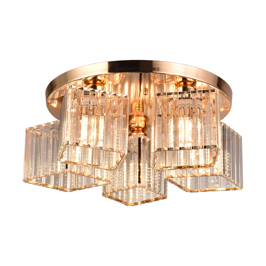 Sasha Moderní klasický lustr, LC117/5GD, 5x E27, kov a křišťál, zlato, stínidlo