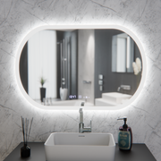 Oválné LED zrcadlo, 80x50cm, Altera Marcello MotionGlow Sensor, Demister System, Hodiny & Teploměr, Stmívatelné