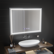 Obdélníkové LED zrcadlo, 100x75cm, Verite MotionGlow Marcello, Demister System, Hodiny & Teploměr, Stmívatelné