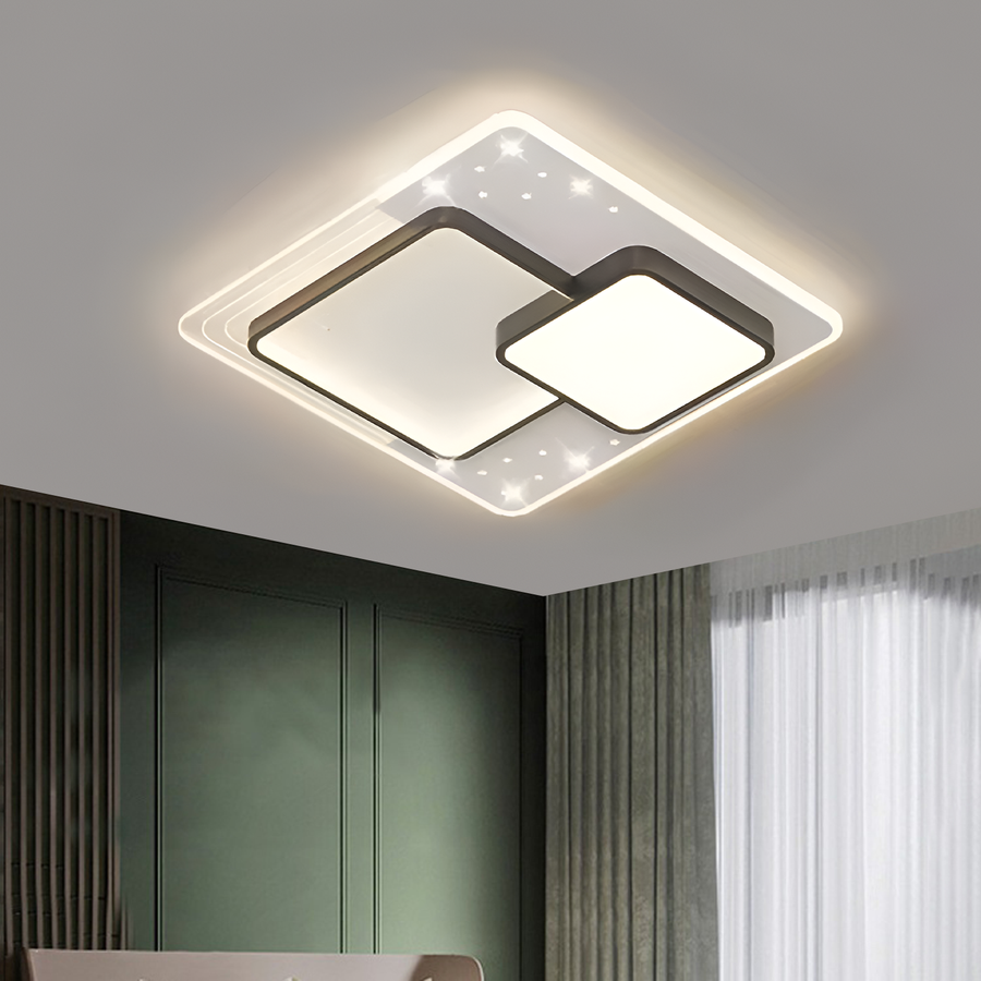 LED CHANDIER s dálkovým ovládáním Velura Nocco, 125W, 3 čtverce, chladné/horké/neutrální světlo, nestabilní, černé