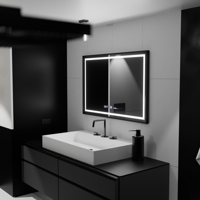 Zrcadlo LED obdélníkový 120x80cm Raggio Motion Glow Marcello Dezoring System teploměr a dimable hodiny