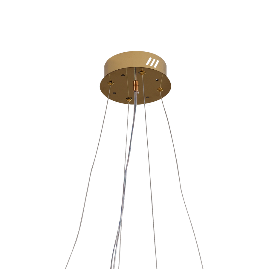 LED lustr s dálkovým ovládáním, LLC160/500GD, krystal a kov, 55W, stmívatelný, nastavitelná výška, studené/teplé/neutrální světlo, luxusní osvětlení
