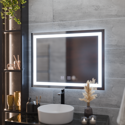 Zrcadlový LED obdélníkový 60x80cm okraj světelných dotykových disebripčních systém