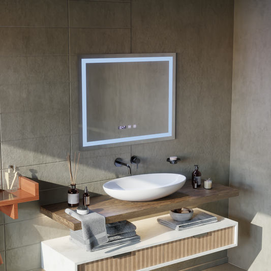 LED Touch Werner Mirror Defrition System, hodiny a teplota 80x60 cm