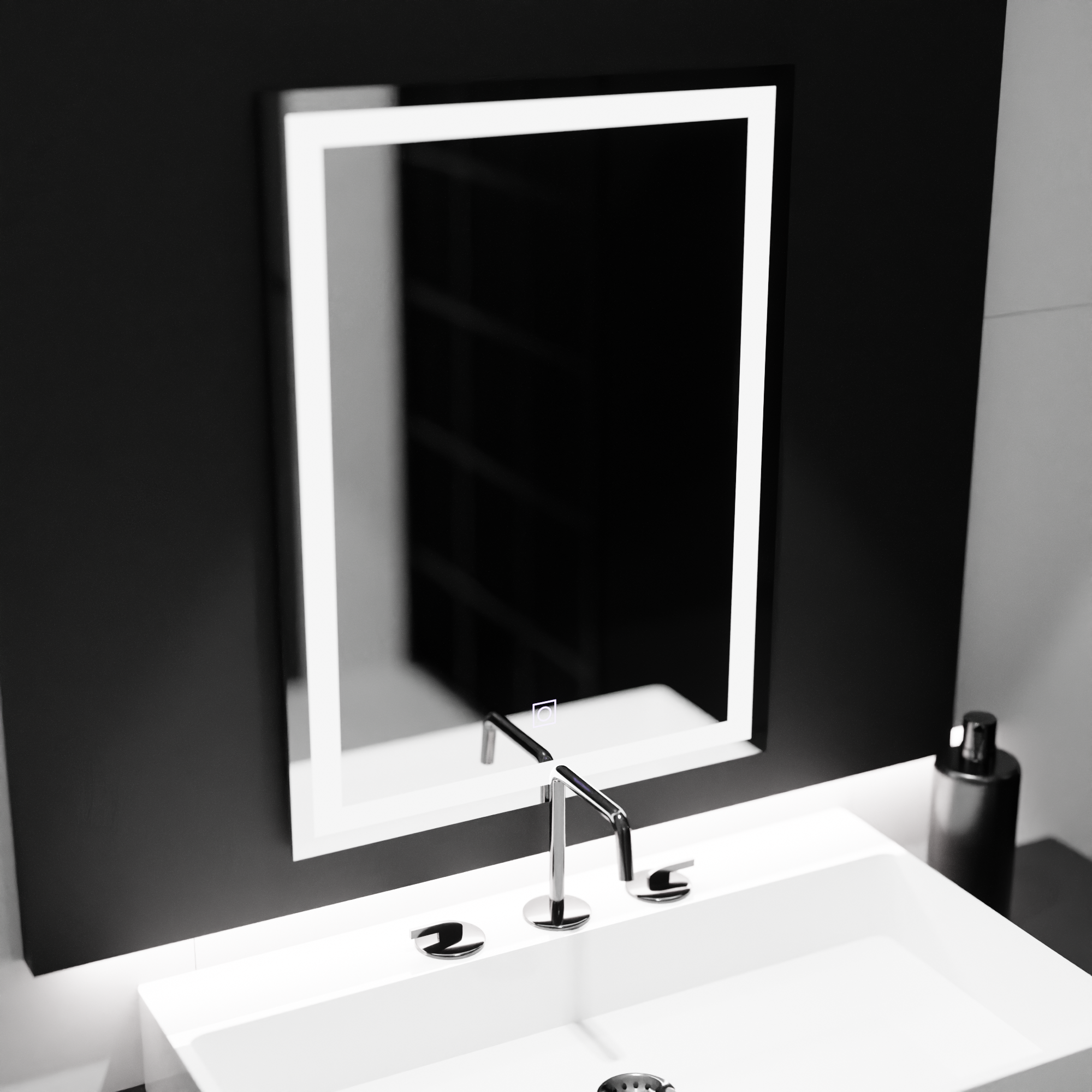 Obdélníkový LED zrcadlo 60x80cm rám Základní dotek