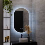 Oválné LED zrcadlo, 50X80cm, E14S/50X80, Touch, Demister System