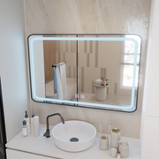 Obdélníkové LED zrcadlo 100x65cm EDGE Touch Demister System, černý rám