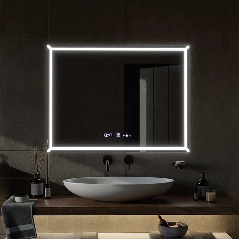 Obdélníkové LED zrcadlo, 80x60cm, VillayTouch Marcello, Demister System, Stmívatelné