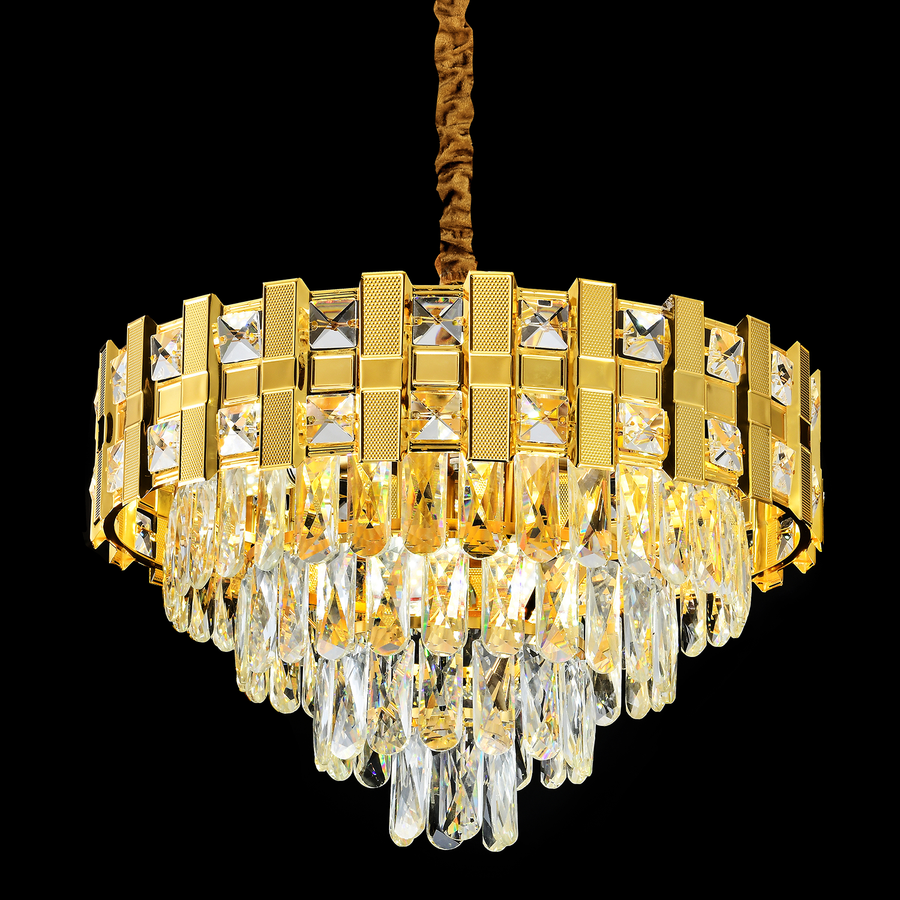 Crydelabure Crystal Aurelio Radiant 8xE14, průměr 60 cm, lesklé zlato, rebbabilní výška