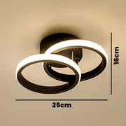 LED lustr VERTEX CIRCULA 22W, 2 kruhy, kovové rámy, studené/teplé/neutrální světlo, černá