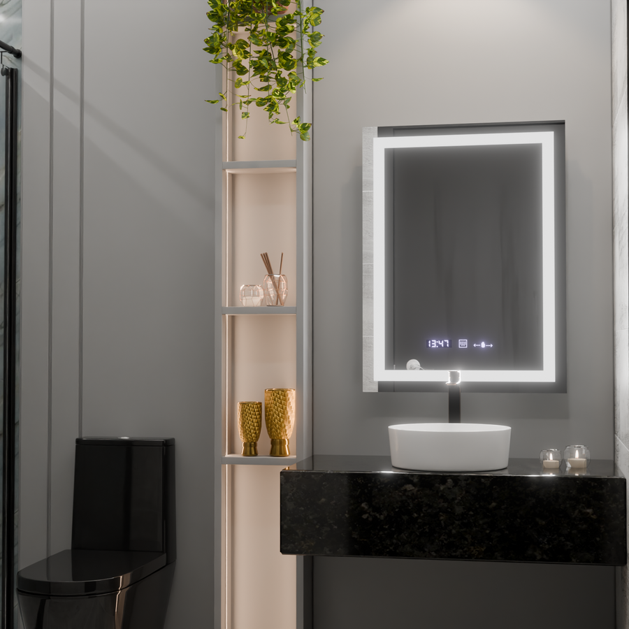 Obdélníkový LED zrcadlo 60x80cm Verite Motionglow Marcellow Dimable Clock System
