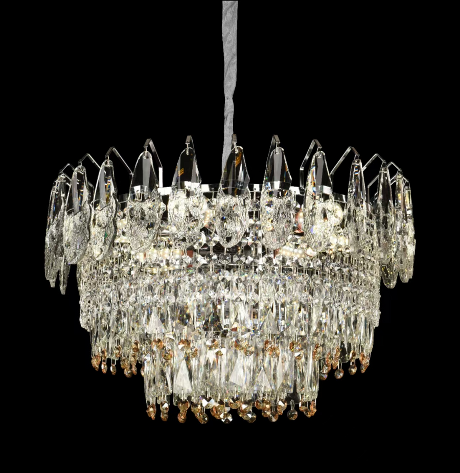 Clarelier Crystal Windsor Elegance 6x E14, průměr 49 cm, lesklé zlato, nastavitelná výška