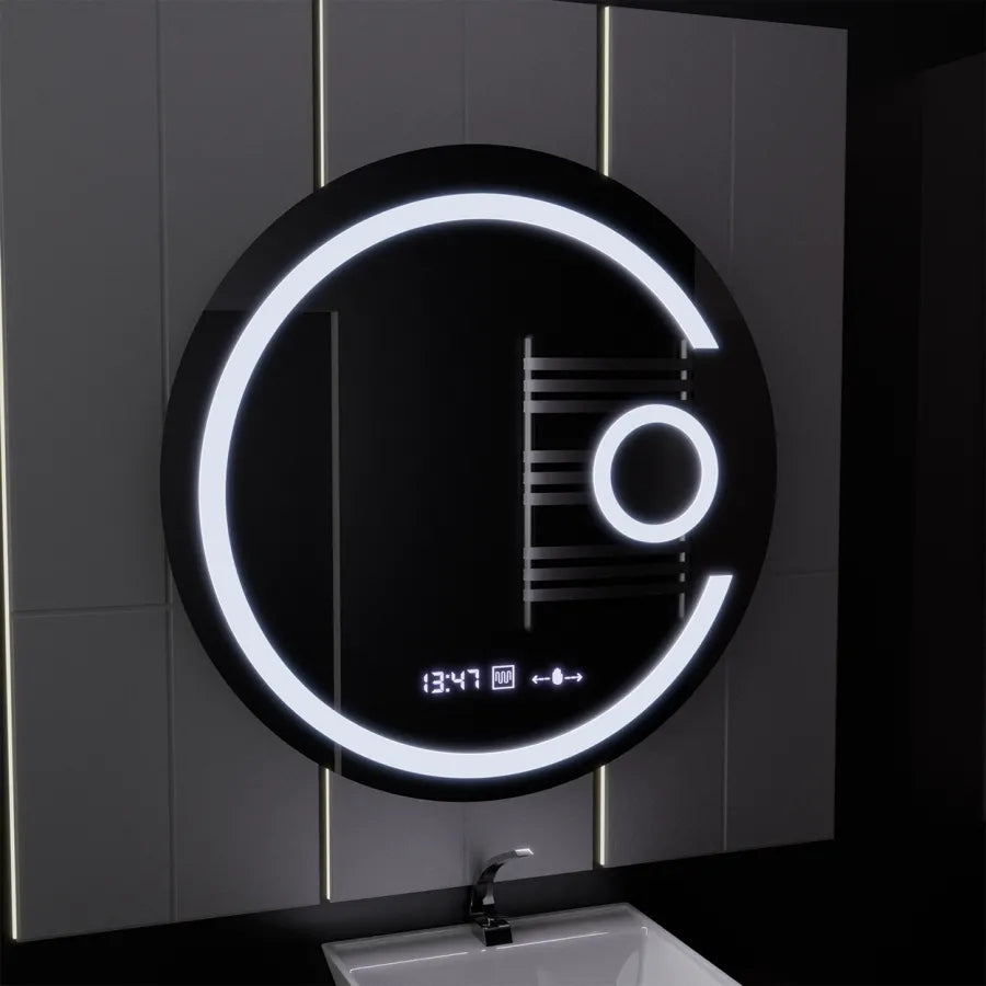 Mirror LED kolem 70 cm Visio Motionglow Marcello Desiclatic Clock System & Cosmetický teploměr