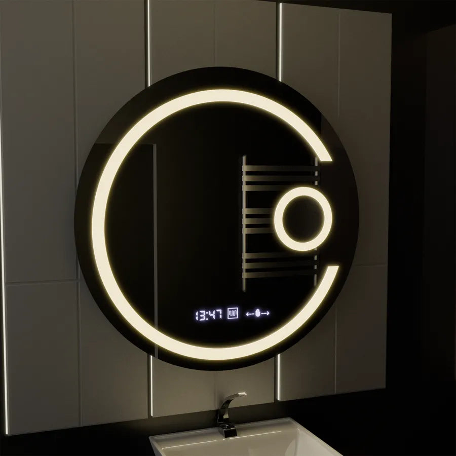 Mirror LED kolem 70 cm Visio Motionglow Marcello Desiclatic Clock System & Cosmetický teploměr