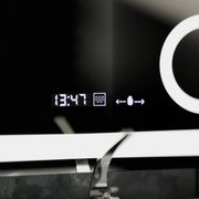 Obdélníkové LED zrcadlo, 80x80cm, Souverain MotionGlow Marcello, Demister System, Hodiny & Teploměr, Kosmetická lupa, Stmívatelné