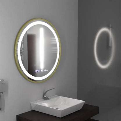 Mirror LED kolem 70 cm Celesti Royale Gold Motiongllow Marcellow Dimable Clock Defrosting System
