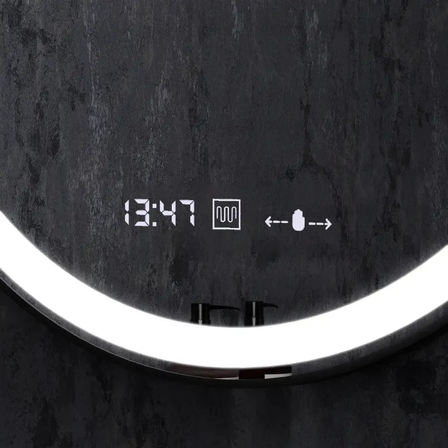 Mirror LED kolem 70 cm Celesti Majesti Noir Motionglow Marcello Clock Defrition System & Dimable teploměr