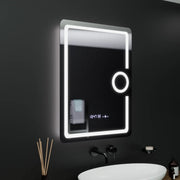 Zrcadlo LED obdélníkový 60x80cm Eclat Motionglow Marcello Dezofring System teploměr a hodinový kosmetika dimable