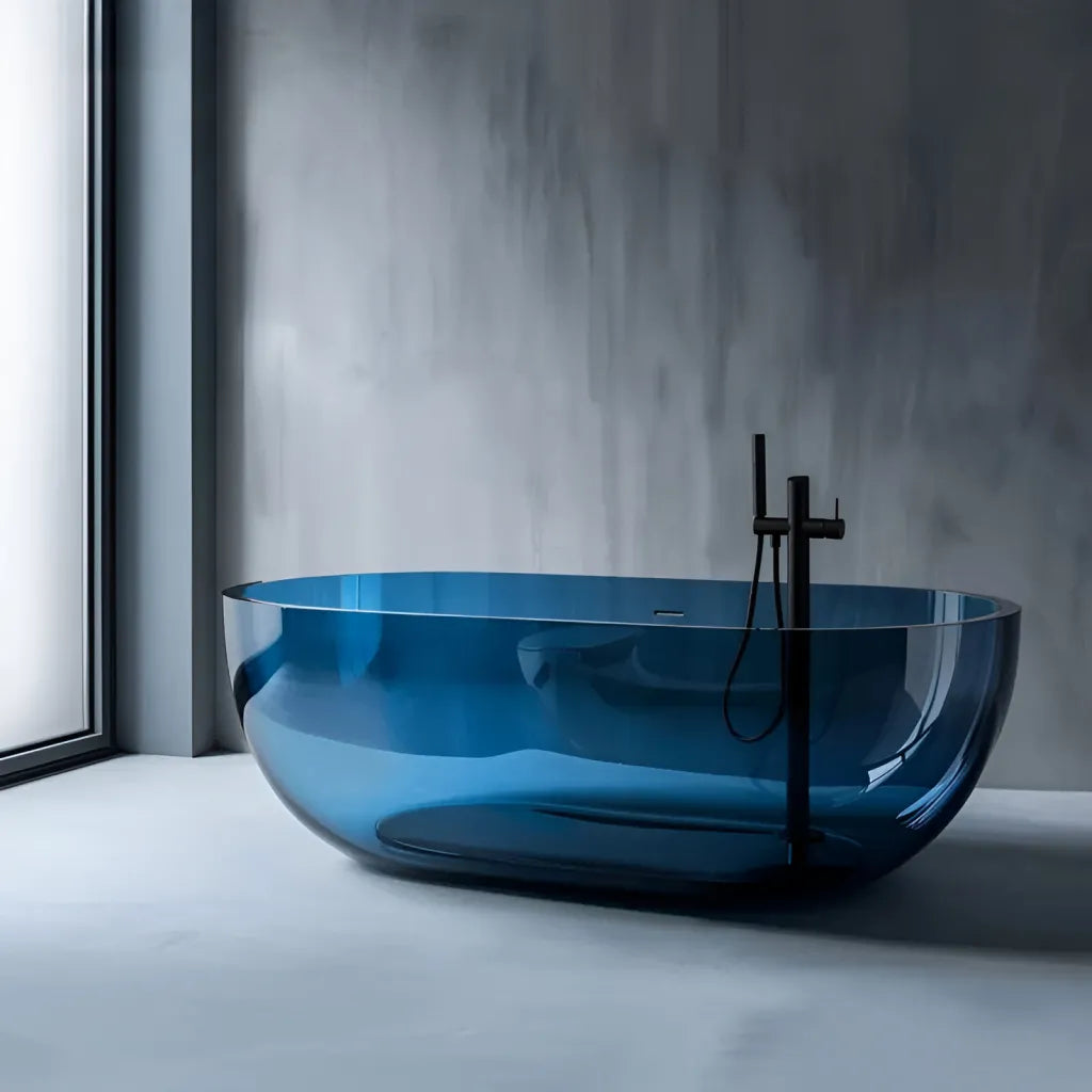 Volně stojící vana, ovál, obloha modrá, Rasina, 150x72x56cm