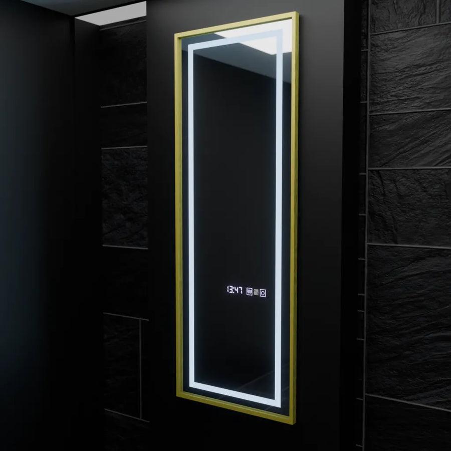 Zrcadlo LED obdélníkový 45x140cm Elena Marcello Sensor Radar System Dezoringové hodiny a dimable teploměr