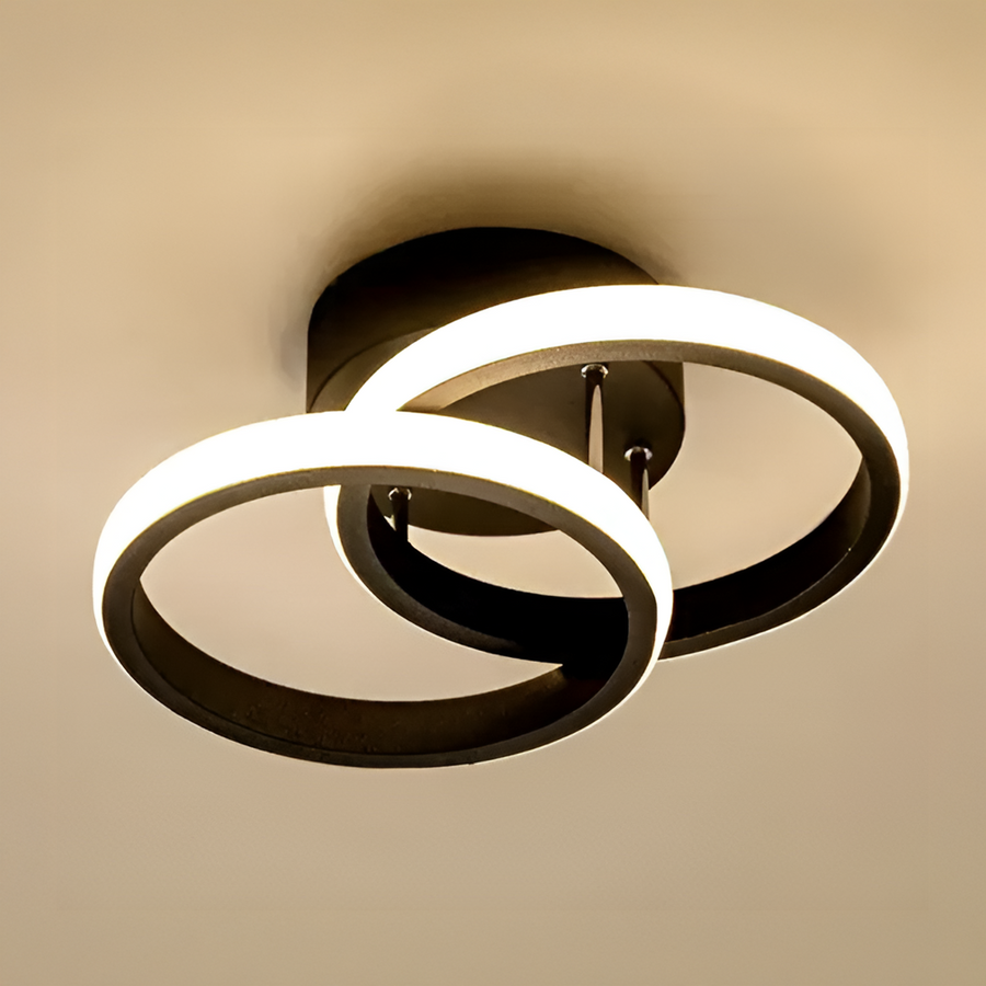 LED lustr VERTEX CIRCULA 22W, 2 kruhy, kovové rámy, studené/teplé/neutrální světlo, černá