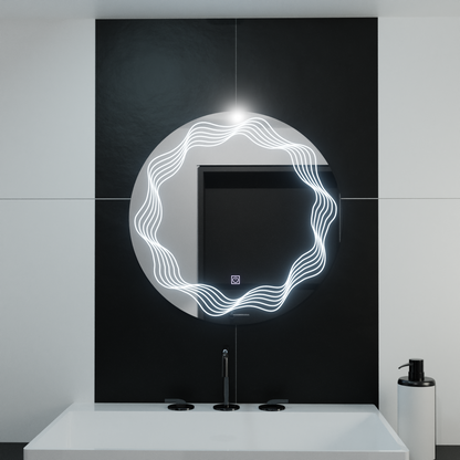 Zrcadlové kulaté LED 60 cm Flusso Touch Dimable Defrition System