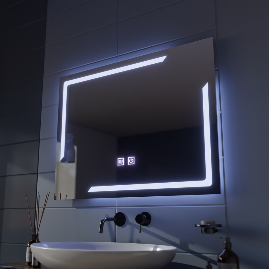 Obdélníkové LED zrcadlo, 80x60cm, ECLISSA Touch, Demister System, Stmívatelné