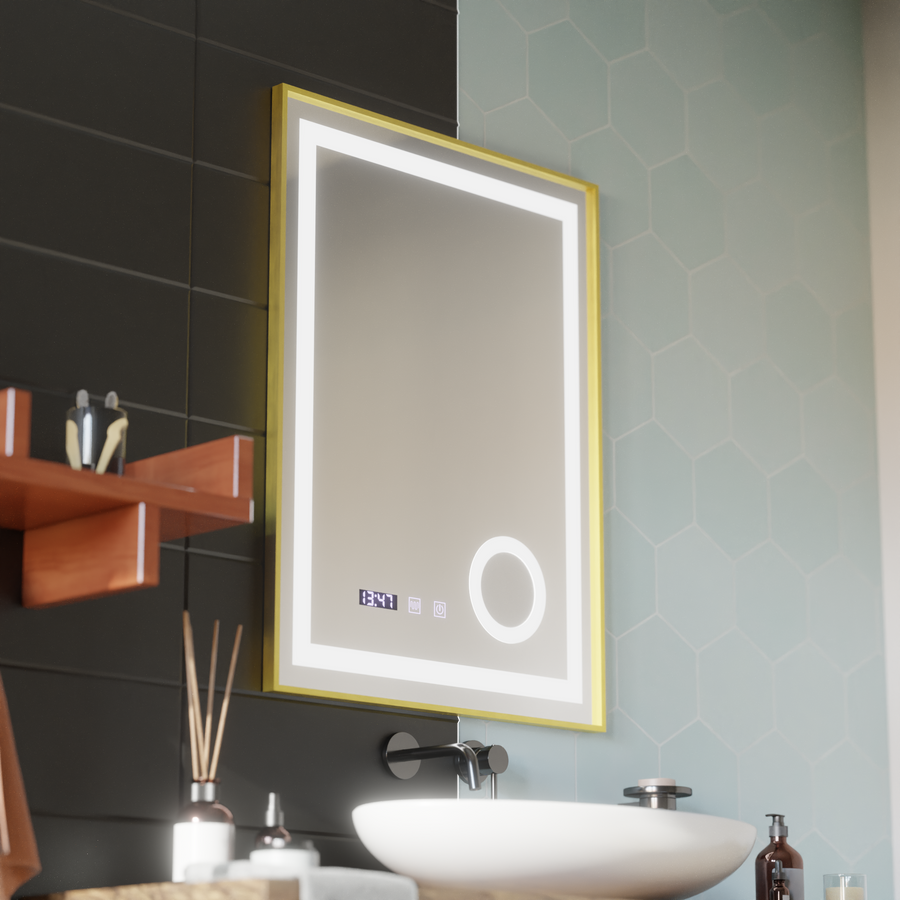 Zrcadlový LED dotykový systém Stefan Debrication System, Voda a teplota 60x80 cm Zlatá kosmetika Ramahed Cosmetics Lup
